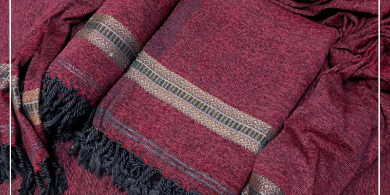 Men’s Maroon Velvet Shawl – Luxurious Sophistication image 1