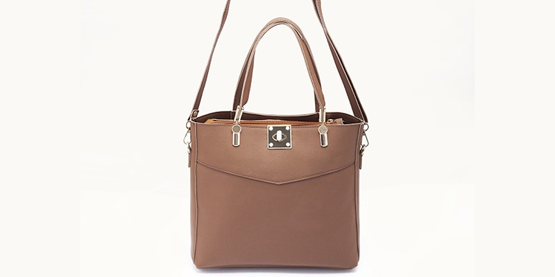 Brown Double Handle Tote Bag 2 