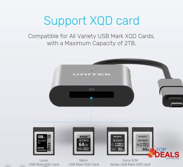 UNITEK XQD Card Reader, Unitek USB3.1 Gen1 Type A to XQD, Portable Alu image 5