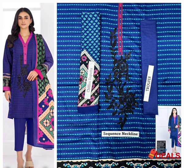 Summer collection 23 ☀️???? *3pc Neck Embroidered 90/70 Lawn with chiff image 4