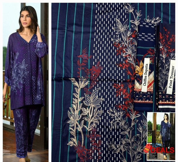 Summer collection 23 ☀️???? *3pc Neck Embroidered 90/70 Lawn with chiff image 8