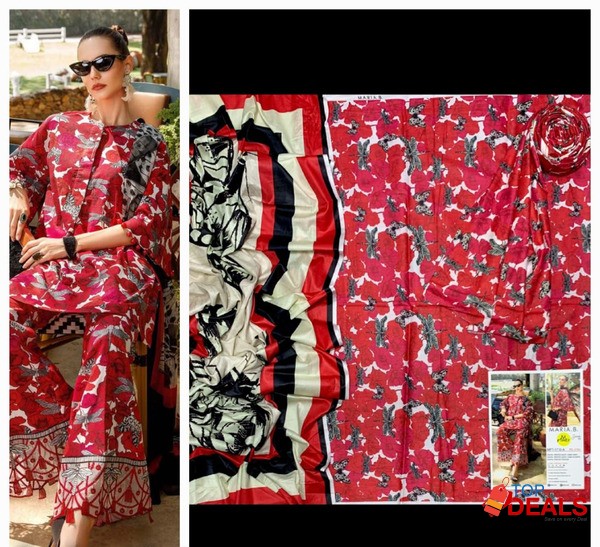 Summer *Maria.B Vol 23'* ❣️ *3pc | Digital Printed 90/70 lawn with la image 4