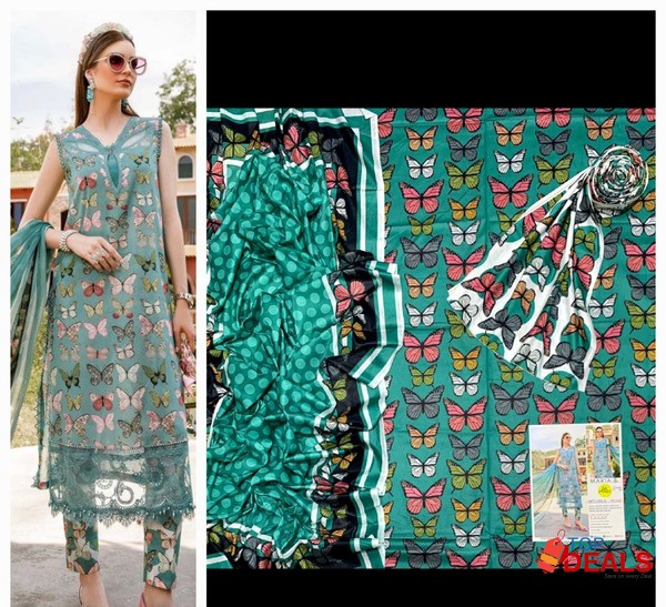 Summer *Maria.B Vol 23'* ❣️ *3pc | Digital Printed 90/70 lawn with la image 5