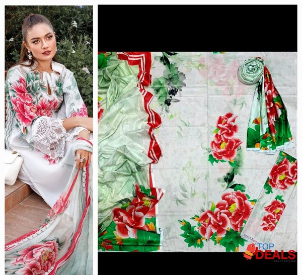 Summer *Maria.B Vol 23'* ❣️ *3pc | Digital Printed 90/70 lawn with la image 8