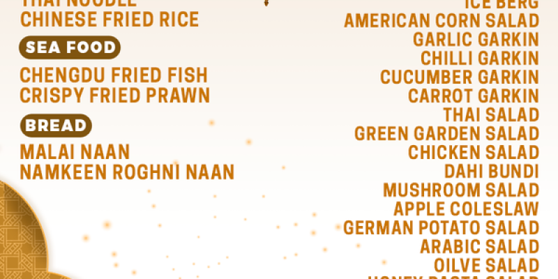 LalQila 1st Half (Iftar + Dinner) For Rs.1850/- 3 