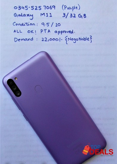 Samsung Galaxy M11 3/32 GB DUAL SIM PTA Approved 9.5/10 image 5