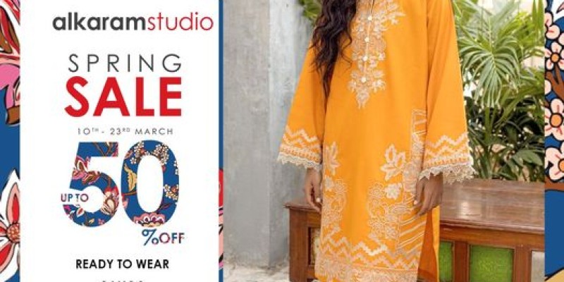 alkaram studio is having a spring discount! Starting March 10th, 2022, get up to 50% discount 4 