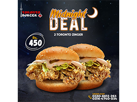 Toronto Burger Midnight Deal 1 For Rs.450image-652