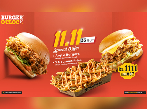 Burger O'Clock 11.11 Special Offer Deal For Rs.1111image-733