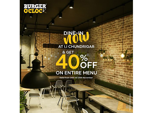 Burger O'Clock 40% off on Entire Menuimage-740