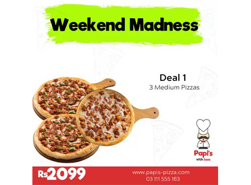 Weekend Madness Deal 1 for Rs. 2099 from Papi's Pizzaimage-788