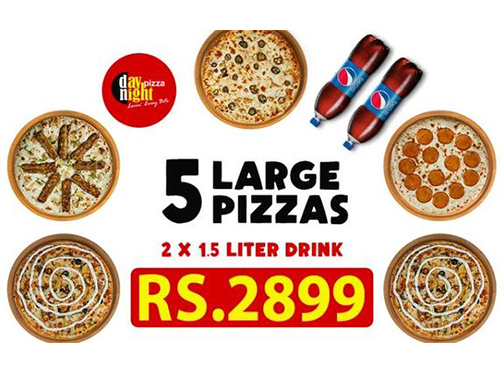 Day Night Pizza Offer 5 Large Pizza In Just Rs.2899image-791