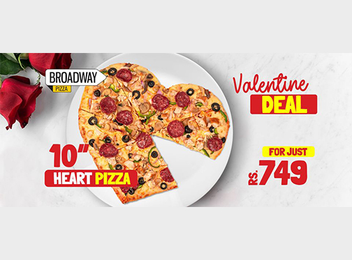 Valentine's Day Special at Broadway Pizza! 10" Heart Pizza for Only Rs. 749image-803
