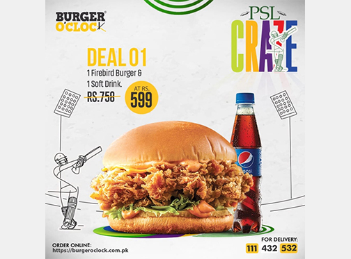 Burger O'Clock PSL Craze Deal 1 For Rs.599image-828
