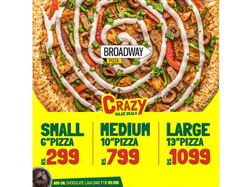 Broadway Pizza Crazy Value Deal! Starting Rs.299image-847