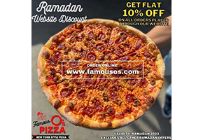 Famous O's Pizza FLAT 10% off on Entire Orderimage-957