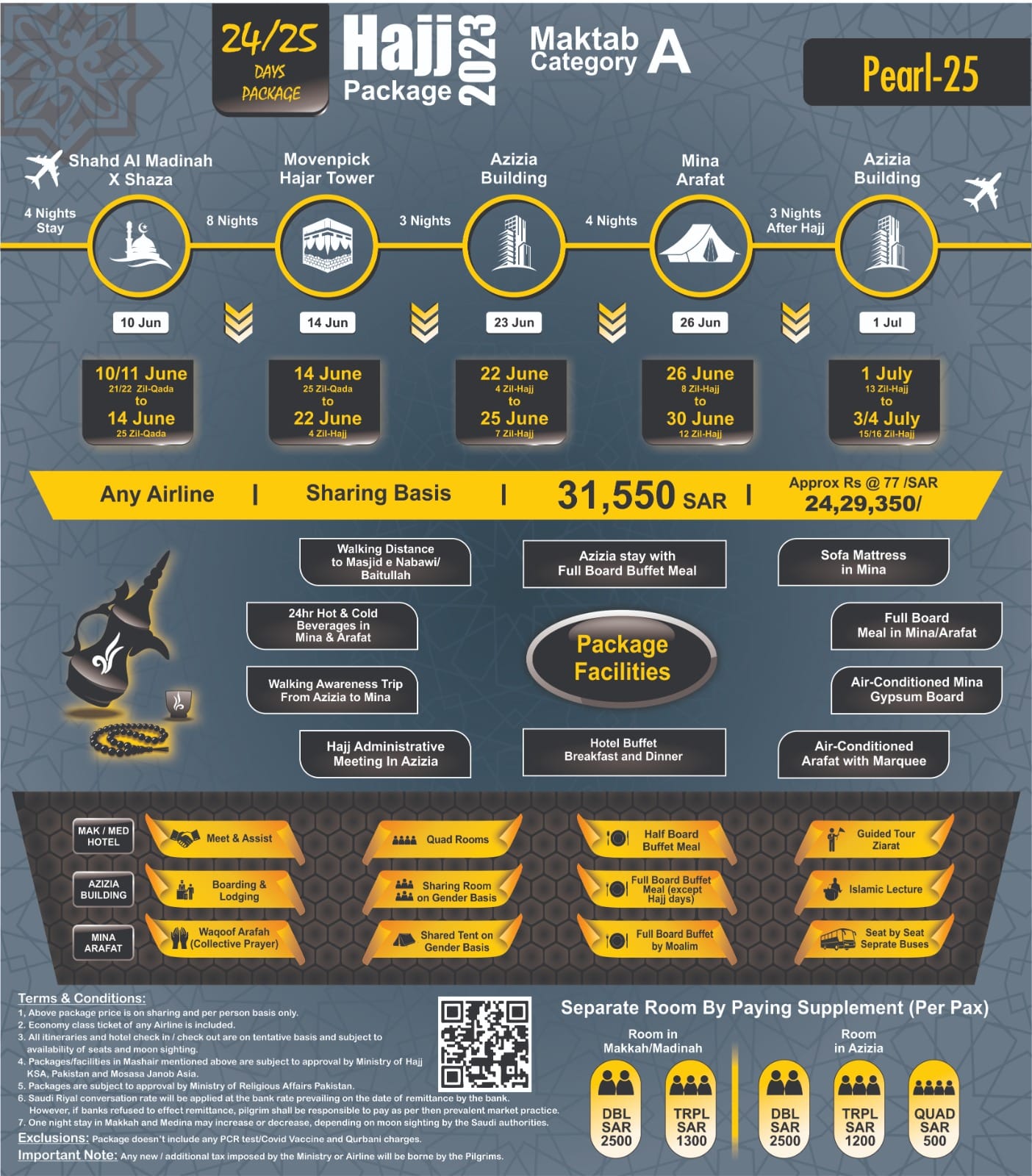 Rs 2429350 2023 maktab a category 24/25 day's package in karachi for services - travel & visa services