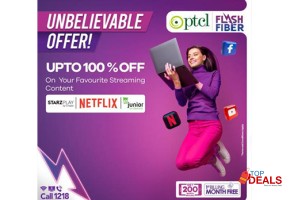 New offer ptcl flash fiber offer! upto 100 % off on netflix for services - internet service