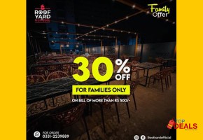 Sales & deals roof yard 30% off only family for food - asian, pakistani