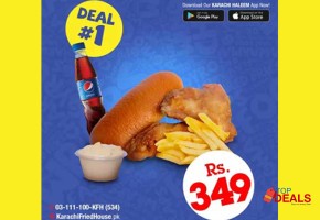 Deals karachi fried house tasty deal 1 for rs.349 for food - burger
