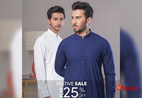 Flat 25%  shahzeb saeed festive sale flat 25% off for clothes - men dress