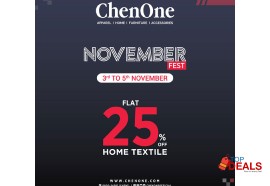 Flat 25%  chenone november fest flat 25% off on home textile for shopping - clothes