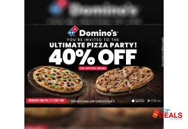 40% off domino's pizza get 40% off on entire menu for food - pizza
