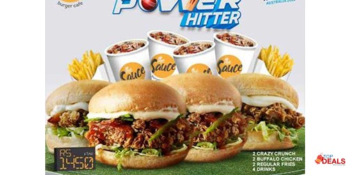 The Sauce Burger Cafe Power Hitter Deal 1 For Rs.1450 