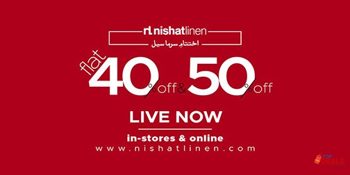 Nishat Linen m-e-Sarma Sale! Flat 40% & Flat 50% off 