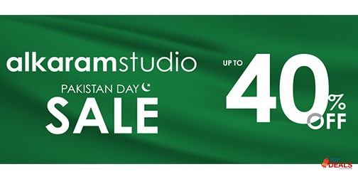 alkaram studio Pakistan Day Sale Upto 40% Off 
